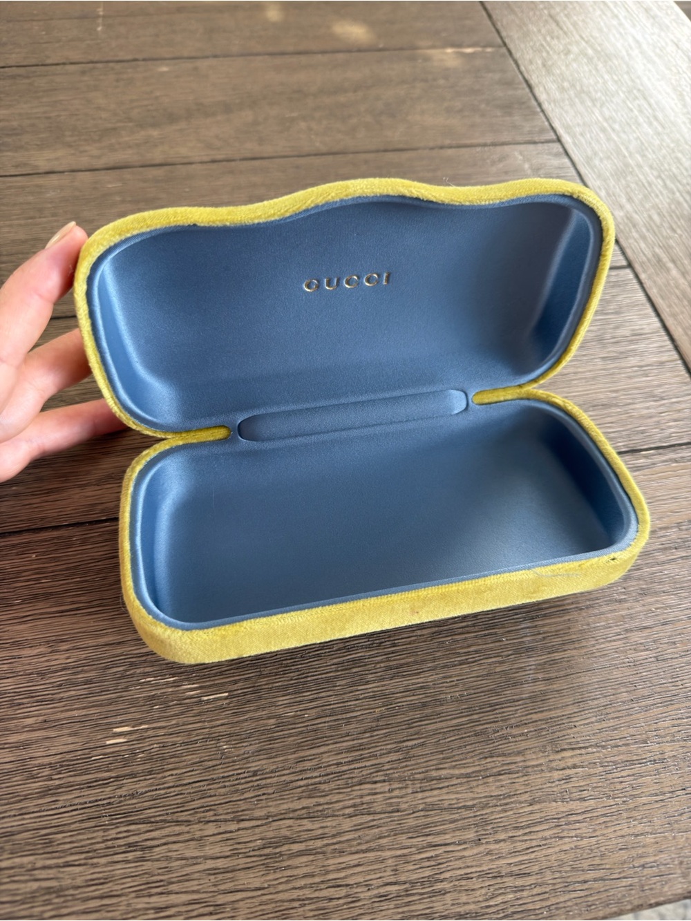 Gucci Velvet Eyewear Case in Chartreuse Green